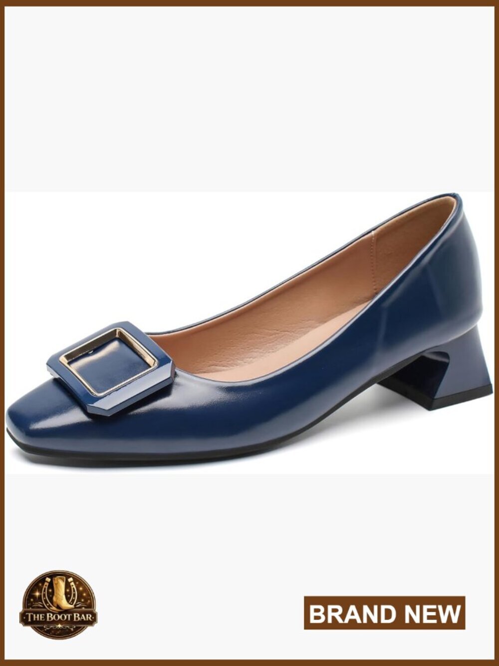Women's Square Toe Low Block Heel Dress Pumps Office Shoes